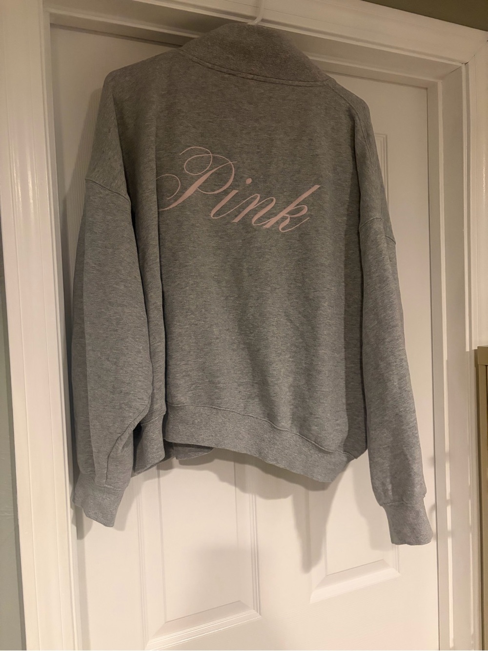 PINK Victoria's Secret Varsity Quarter-Zip Fleece Pullover Sweatshirt - Picture 6 of 7